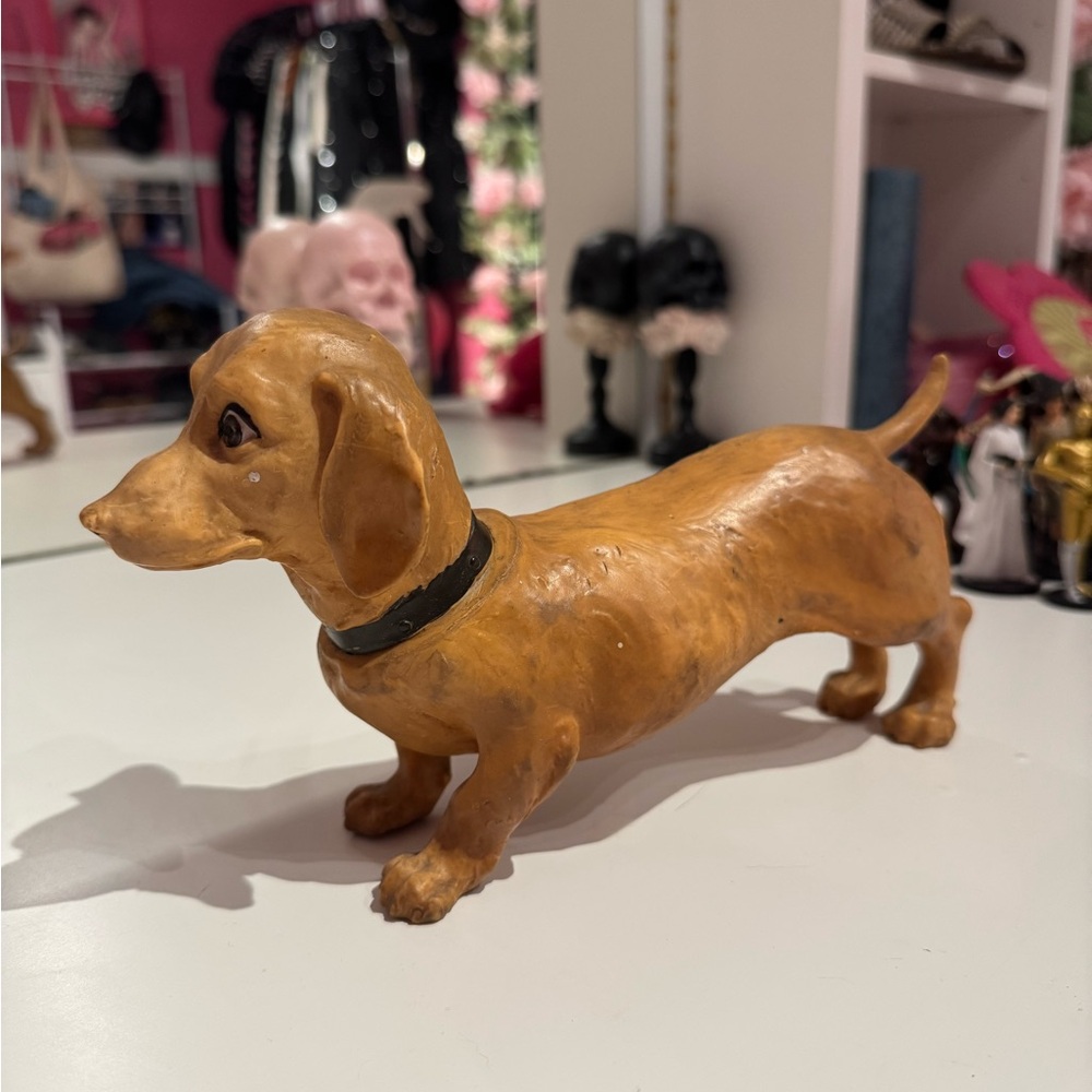 Antique Tan Dachshund Dog Squeaky Toy